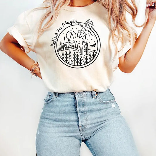 Believe In Magic Tshirt, Dragon Tshirt, Magical School Tee, Wizarding School Shirt, HP School Tshirt, Magic Dragon Tshirt...