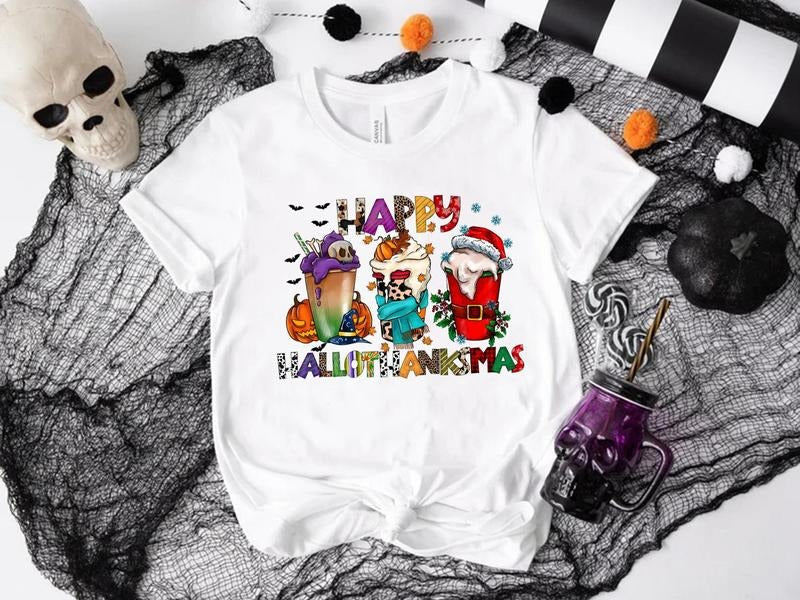 [Bella Canvas] Happy Hallothanksmas Cofffee Shirt Hoodie, Sweatshirt | WearSparks.com