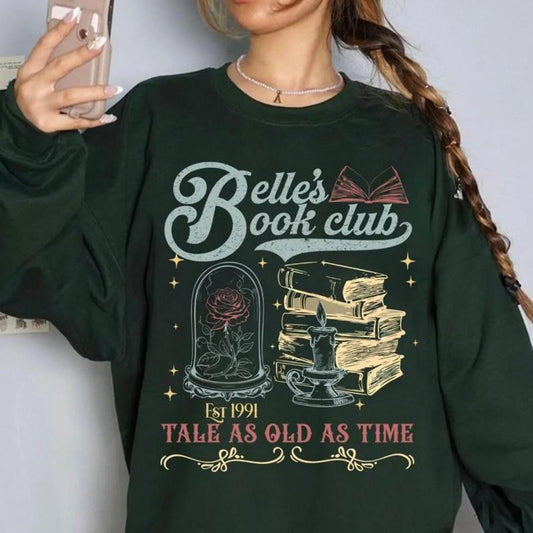 Belle Book Club Sweatshirt, Tale As Old As Time Shirt, Princess Belles Book Club Shirt, Princess Reading Books T-Shirt,...