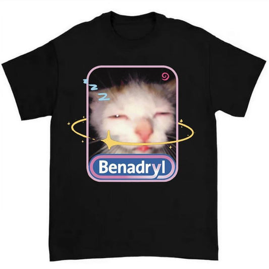 Benadryl Cat T-Shirt Highlighting Hilarious and Adorable Meme Artwork Hoodie, Sweatshirt | WearSparks.com
