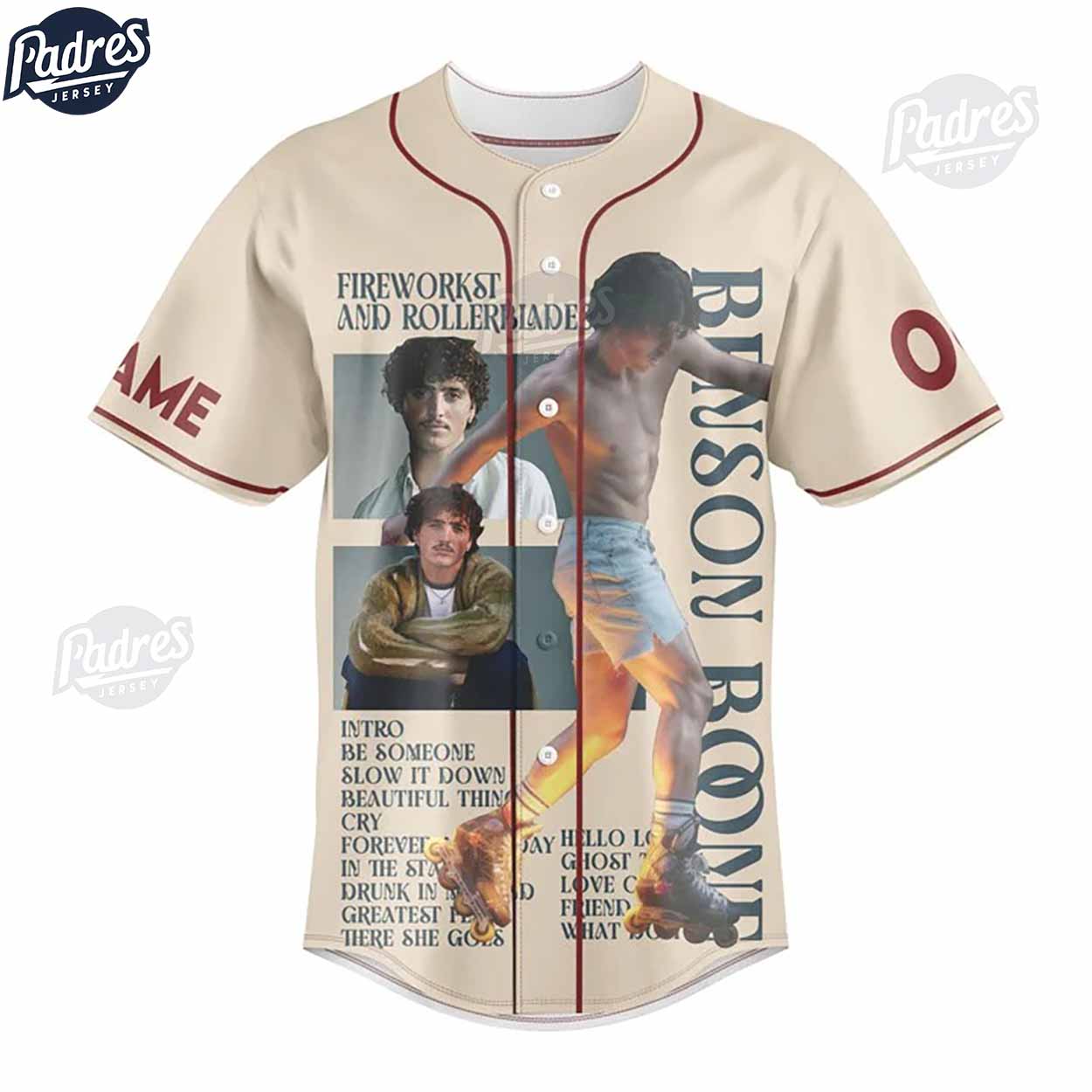 Benson Boone Custom Baseball Jersey Style - Padres Jersey Oasis: Elevate Your Baseball Style Game T-Shirts,... (Image 2)
