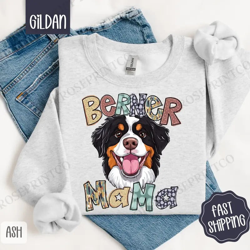 Bernese Mama Sweatshirt, Bernese Mountain Dog Mama Women's Crewneck, Cute Dog Mom Women's Sweatshirt T-Shirts, Hoodie