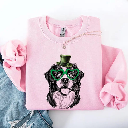 Bernese Mountain, Adorable Dog, St Patrick's Day, Lucky, Irish Sweatshirt, Crew Neck, Women's, Crewneck T-Shirts, Hoodie