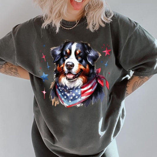 Bernese Patriotic Dog Shirt ~ Unisex Apparel Relaxed Fit Printed In The USA Clothing Womenswear Casual Comfort Cotton Top...