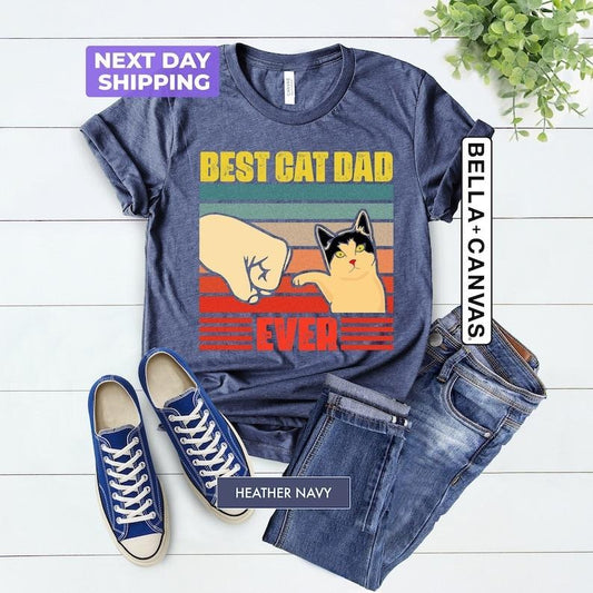 Best Cat Dad Ever T-Shirt, Funny Father's Day Shirt, Best Cat Dad Tee, Cool Cat Father Gift, Retro Pet Lover Daddy Shirt,...
