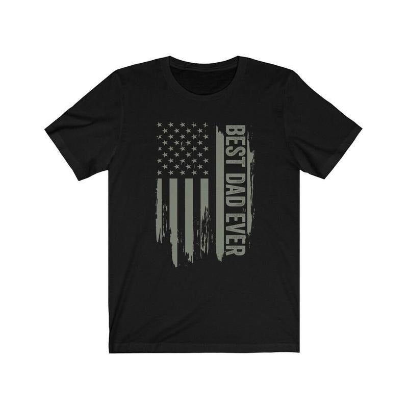 Best Dad Ever American Flag Fathers Day Tee Dad Gift Fathers Day Gift Military Dad Hero Dad Unisex Jersey Short Sleeve...