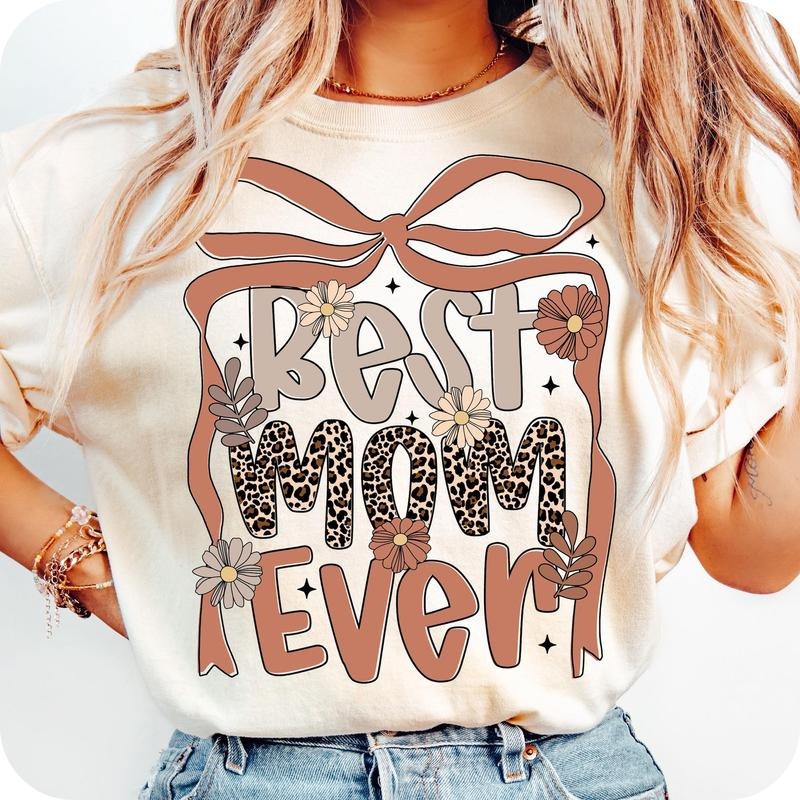 Best Mom Ever Coquette T-Shirt, Retro Mama T-Shirt, Mom T-Shirt, Boho Floral Mom T-Shirt, Mama Shirt T-Shirt, Mother's...