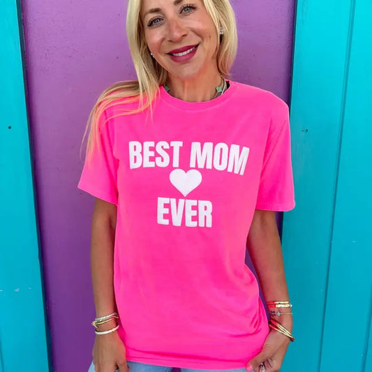 Best Mom Ever Neon Pink Tee Hoodie, Sweatshirt | WearSparks.com