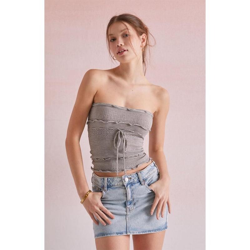 Beverly and Beck Women's Josie Ruffle Tube Top T-Shirts, Hoodie, Sweatshirt | WearSparks.com