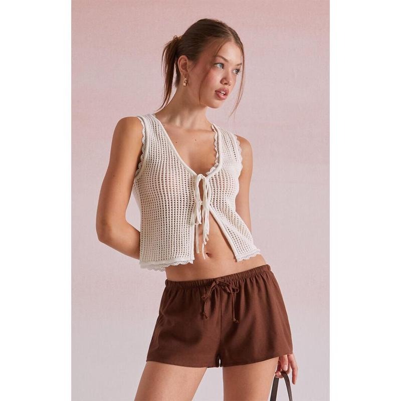 Beverly and Beck Women's Linen Drawstring Shorts T-Shirts, Hoodie, Sweatshirt | WearSparks.com