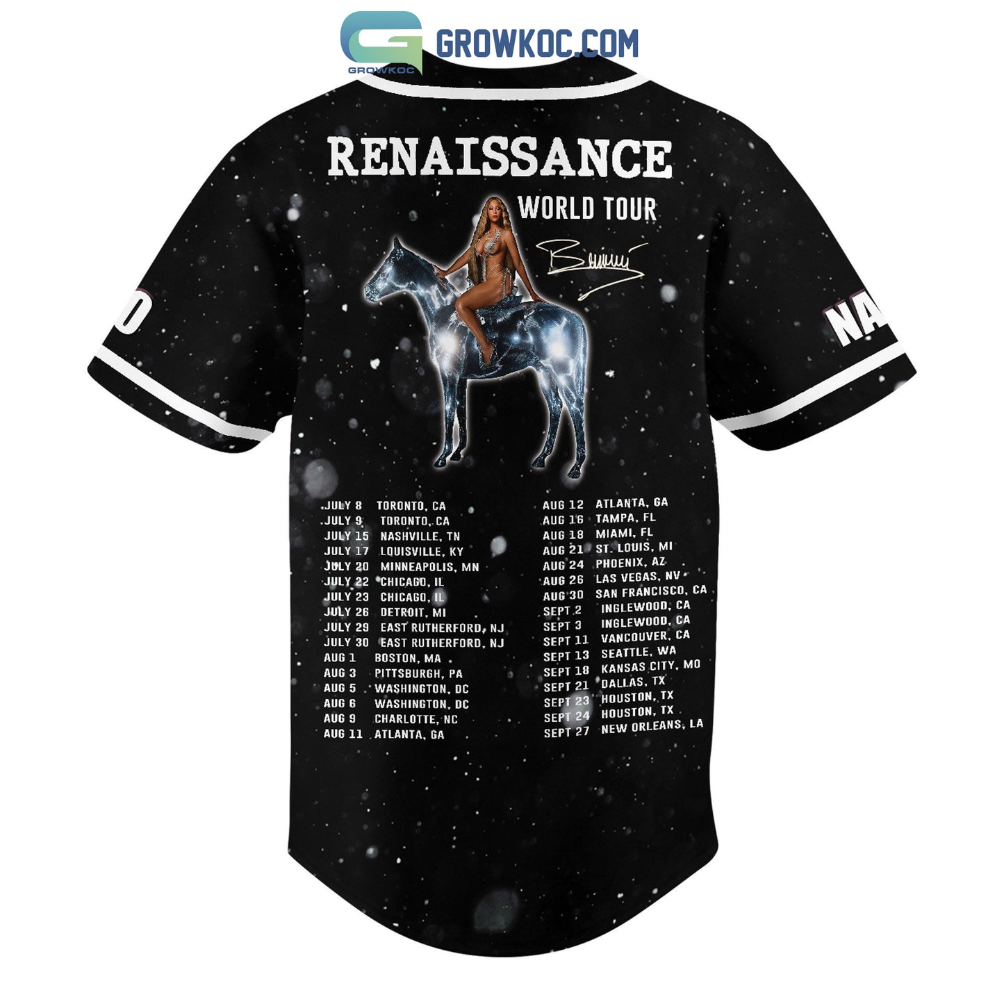 Beyonce Renaissance World Tour Personalized Baseball Jersey