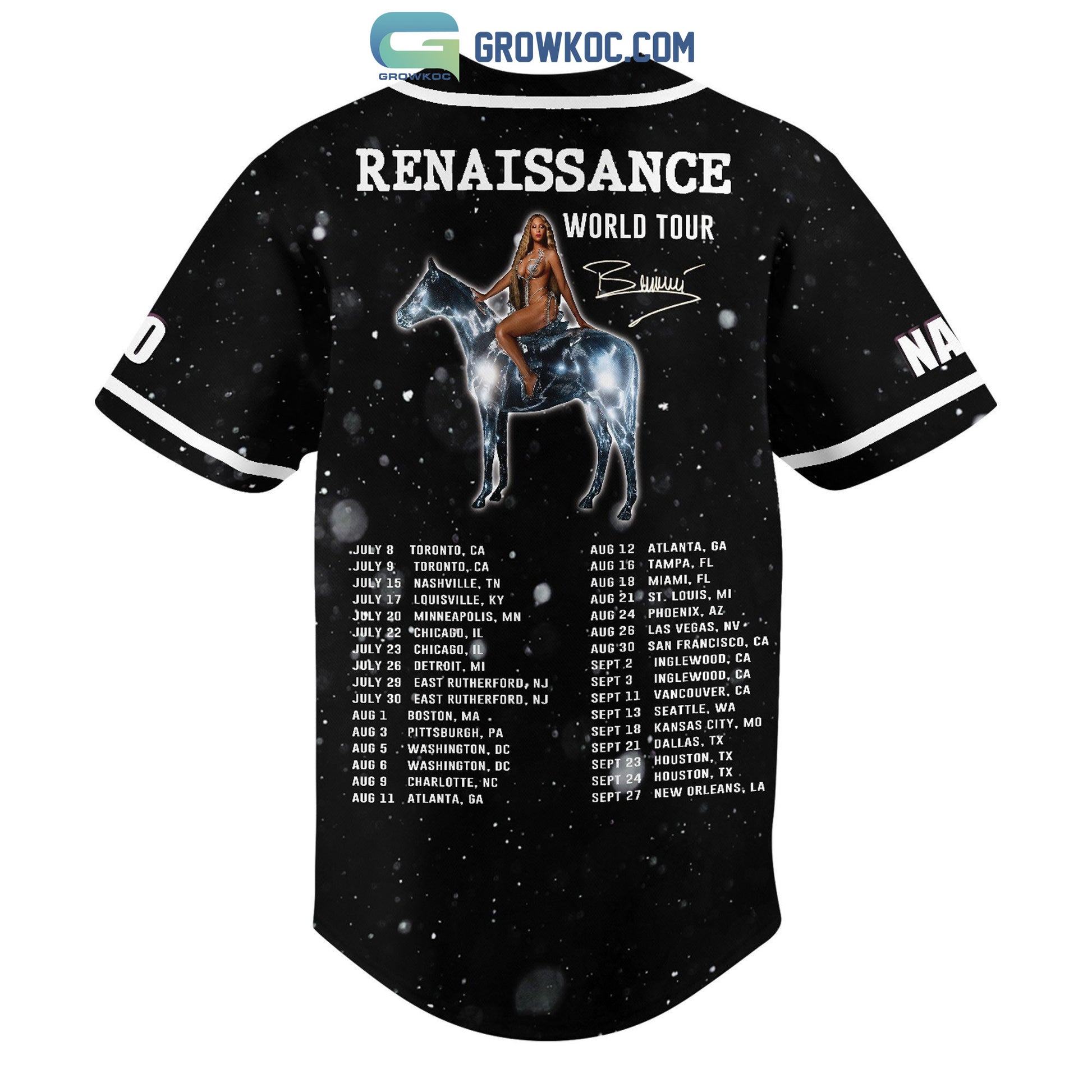 Beyonce Renaissance World Tour Personalized Baseball Jersey