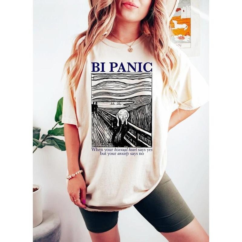 Bi panic shirt | bisexual panic shirt | bisexual tshirt | bisexual pride | retro bisexual shirt | bi pride shirt | funny...