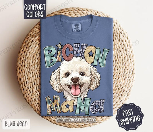 Bichon Mama Comfort Colors, Dog Mom Tee, Cute Bichon Frise Mama Women's Tshirt Hoodie, Sweatshirt | WearSparks.com