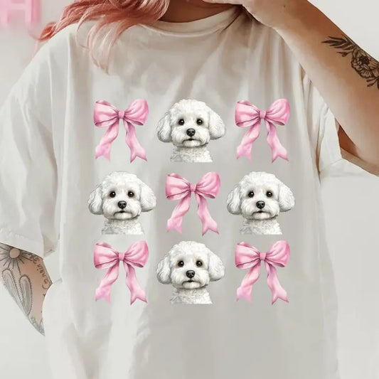 Bichon with Bows Sweatshirt ~ Sweatshirt Unisex Apparel Relaxed Fit Printed in the USA Clothing Womenswear Casual and...