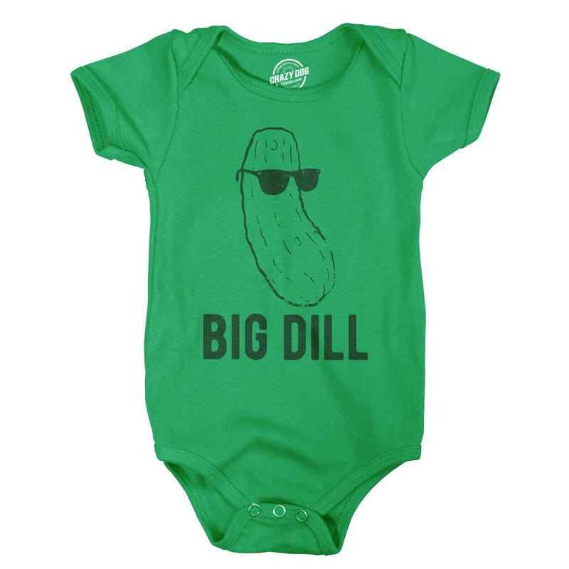 Big Dill Baby Bodysuit Funny Big Deal Funny Cool Pickles Sunglasses Infant Jumper Funny Baby Onesies Funny Food Onesie...