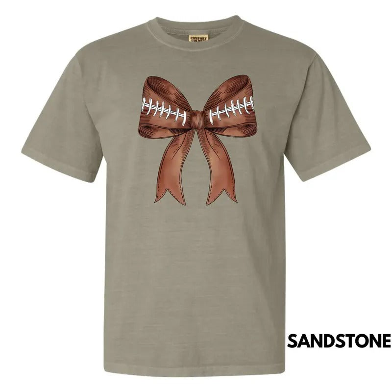 Big FOOTBALL Bow Comfort Colors T-Shirt 'NLB' Hoodie, Sweatshirt | WearSparks.com
