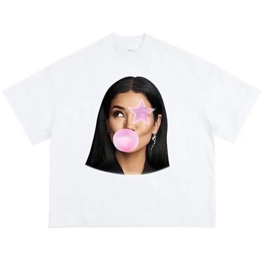 Big Face Jhenee Pink Star Bubble Gum Graphic T-shirt Hoodie, Sweatshirt | WearSparks.com