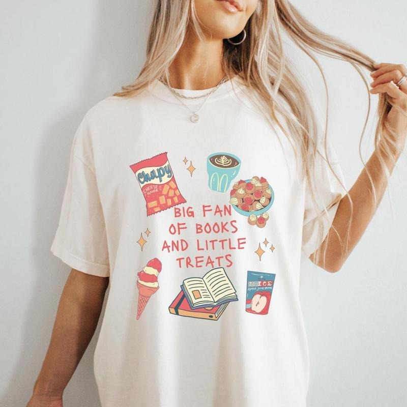 Big Fan Of Books & Little Treats Shirt Bookish Things Kidcore Cutecore Kidcore Clothes Booktok Merch Booktrovert Coquette...