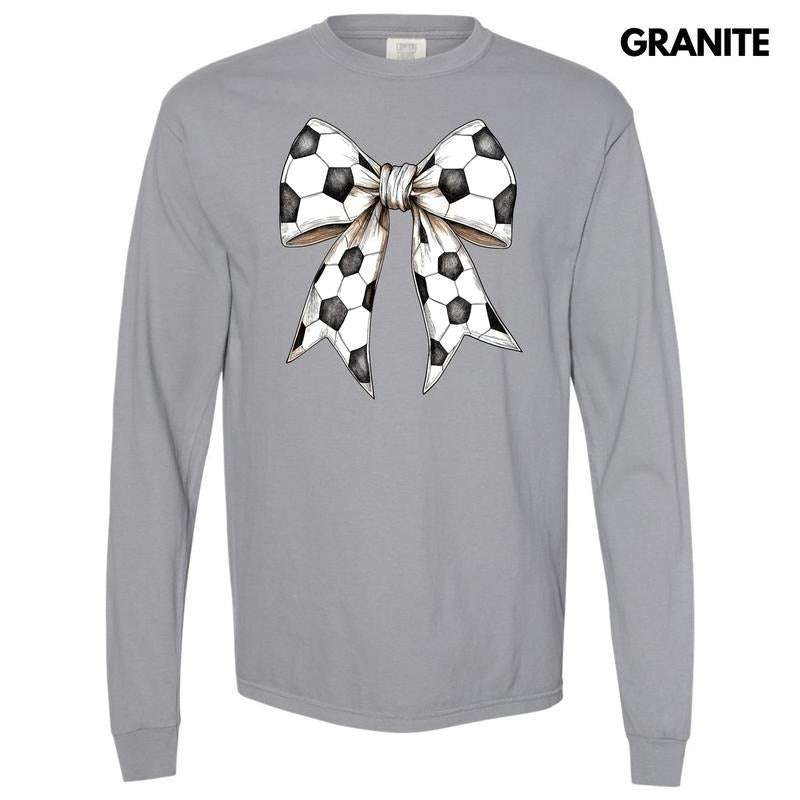 Big Soccer Bow Long Sleeve Comfort Colors T-Shirt 'NLB' Hoodie, Sweatshirt | WearSparks.com