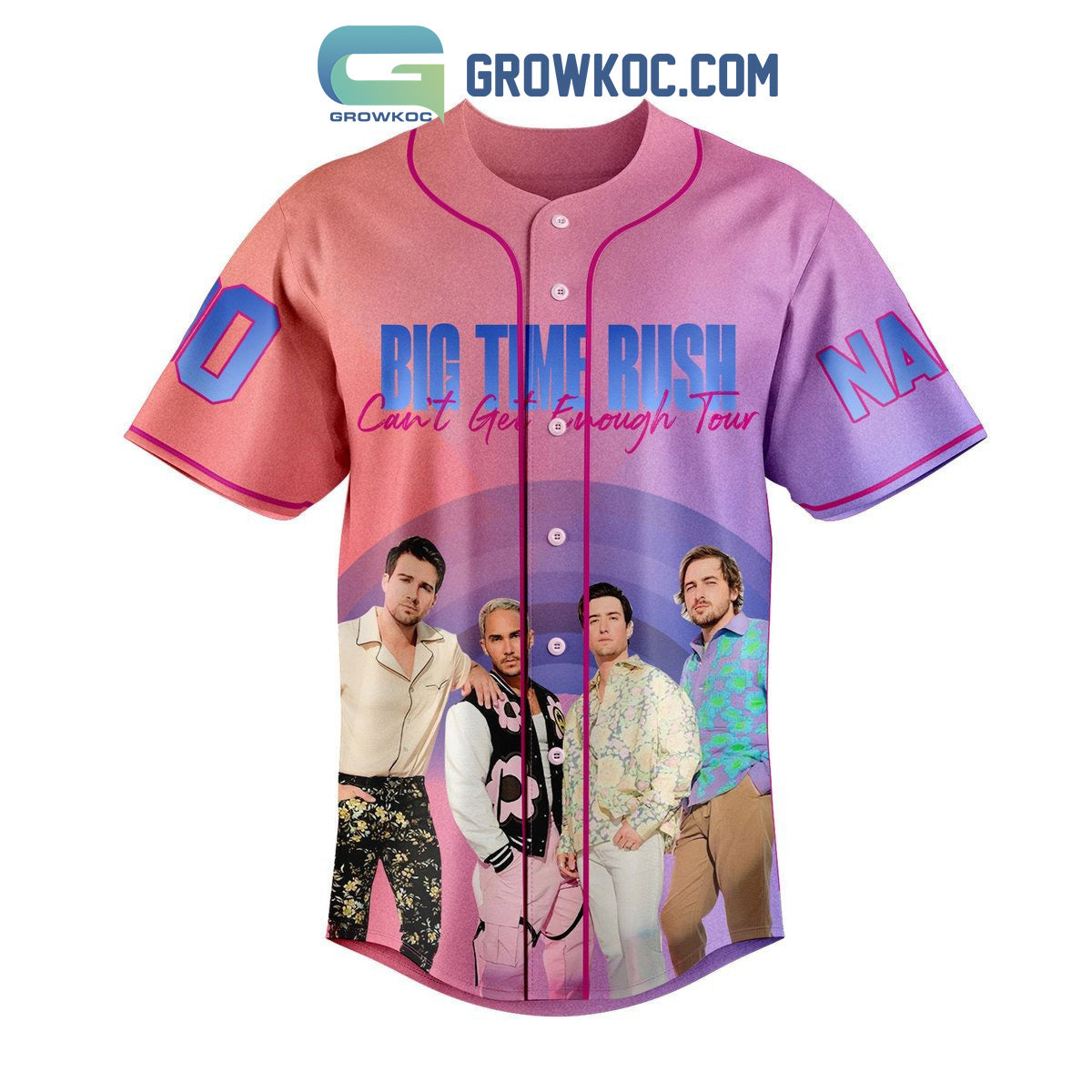 Big Time Rush Can’t Get Enough Tour Personalized Baseball Jersey