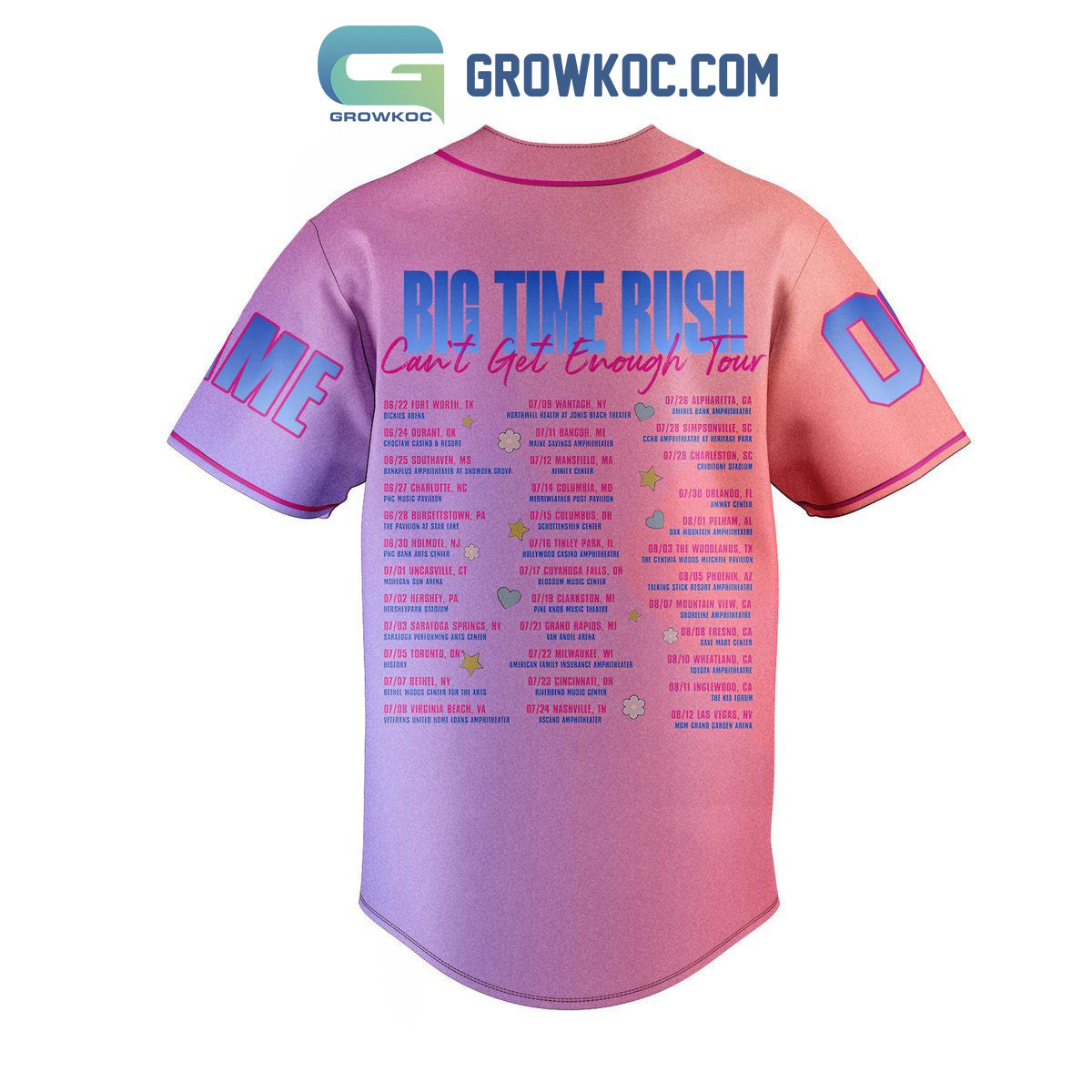Big Time Rush Can’t Get Enough Tour Personalized Baseball Jersey