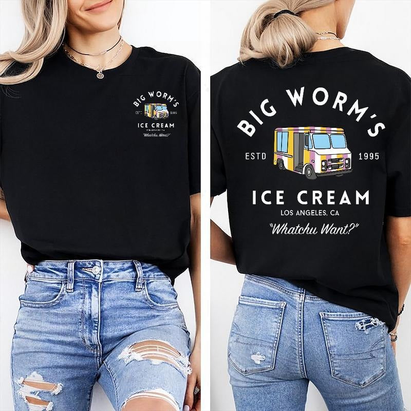 Big Worm's Ice Cream - Whatchuwant Classic Cotton 2 SidesT-Shirt Unisex, Gift for Men for Woman Casual Top for Unisex...