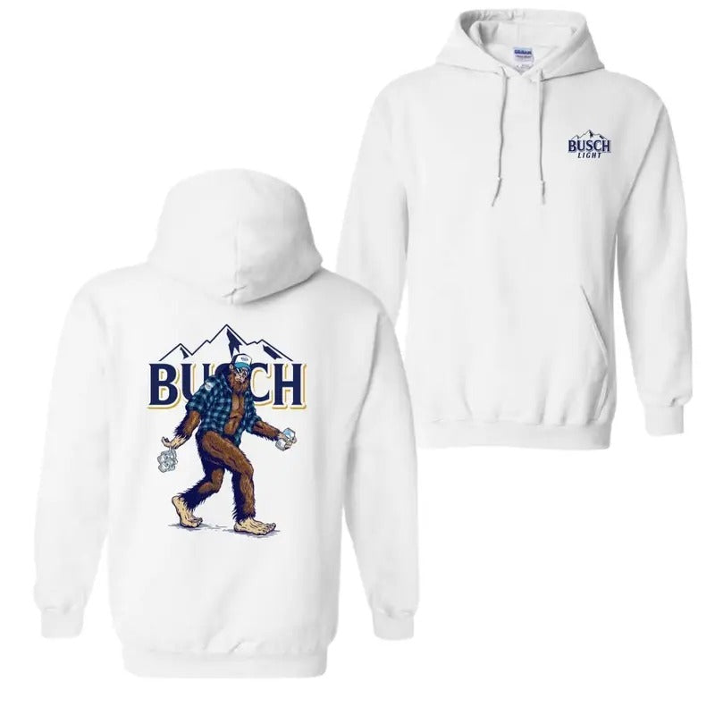 Bigfoot Busch Light T-Shirt Hoodie, 2 Sided Graphic Printed Unisex Classic Comfort Cotton T-Shirts in all Sizes  for Men...