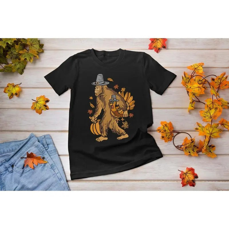 Bigfoot Pilgrim Turkey Pumpkin Thanksgiving Sasquatch T-Shirt, Thankful Shirt, Thanksgiving Shirt, Thanksgiving, Bigfoot...
