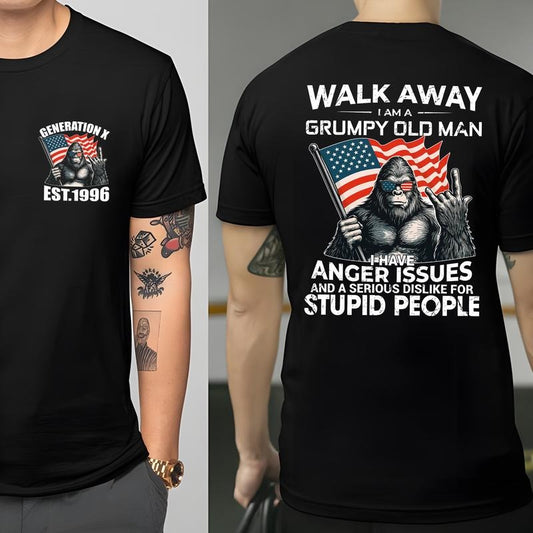 Bigfoot Walk Away Im Agrumpy Old Man 4 Of July 2 Sides Shirt, Independence Day T-shirt, Fourth of July Shirt, Gift For...