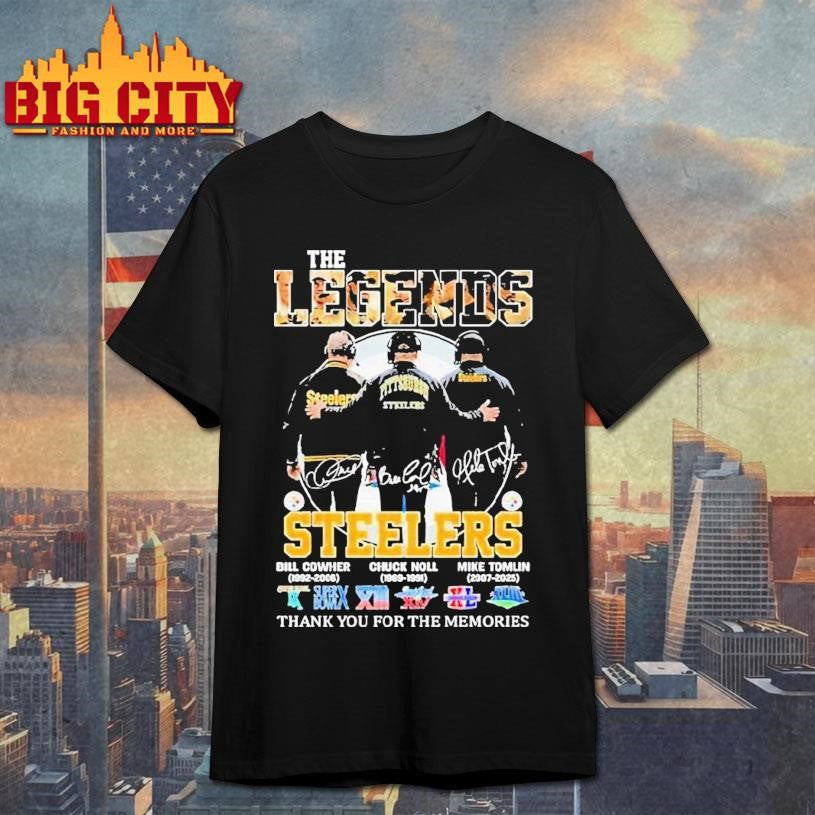 Bill Cowher Chuck Noll Mike Tomlin Pittsburgh Slers The Legends Thank You For The Memories Signatures Shirt