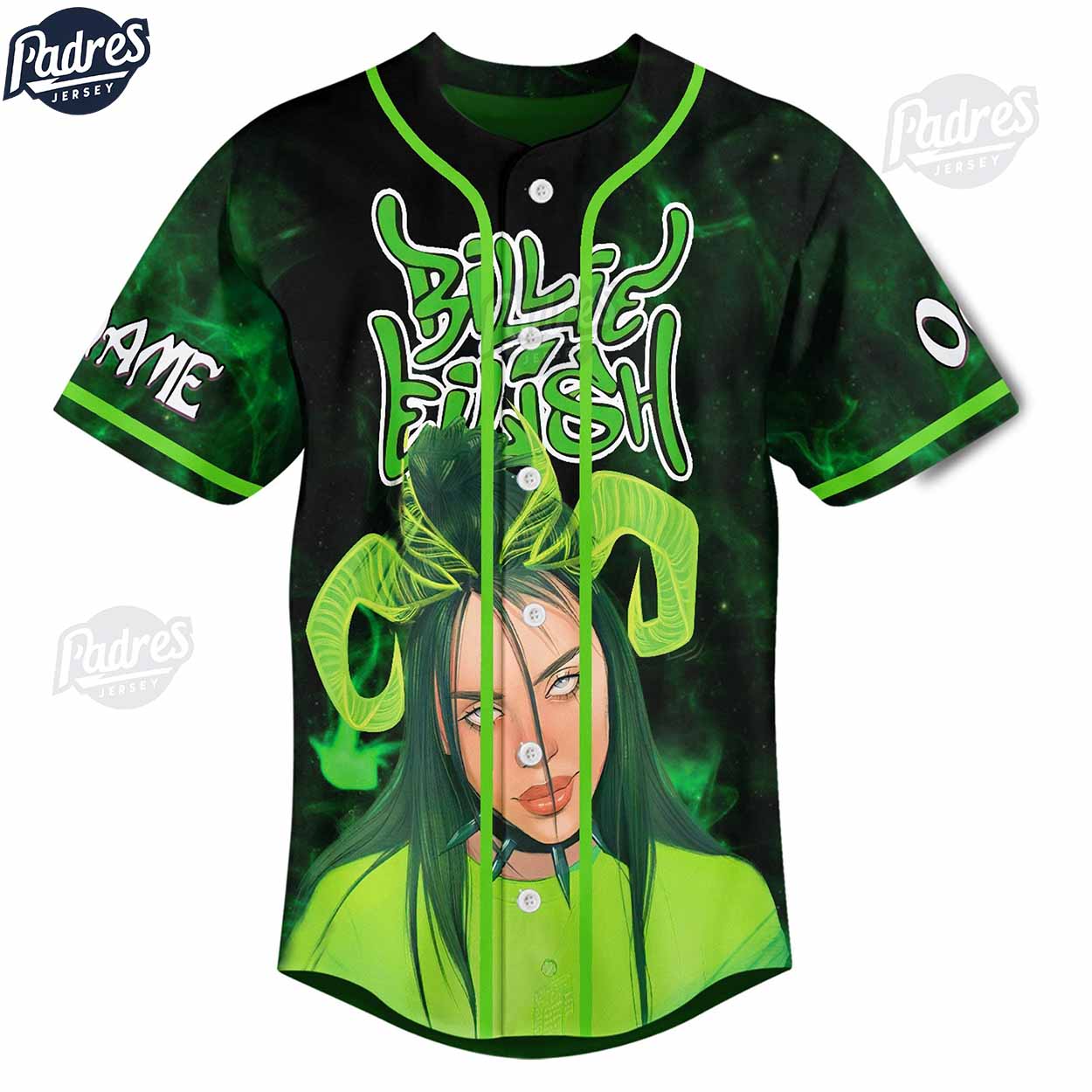 Billie Eilish When We All Fall Asleep Where Do We Go Custom Baseball Jersey Style - Padres Jersey Oasis:... (Image 2)