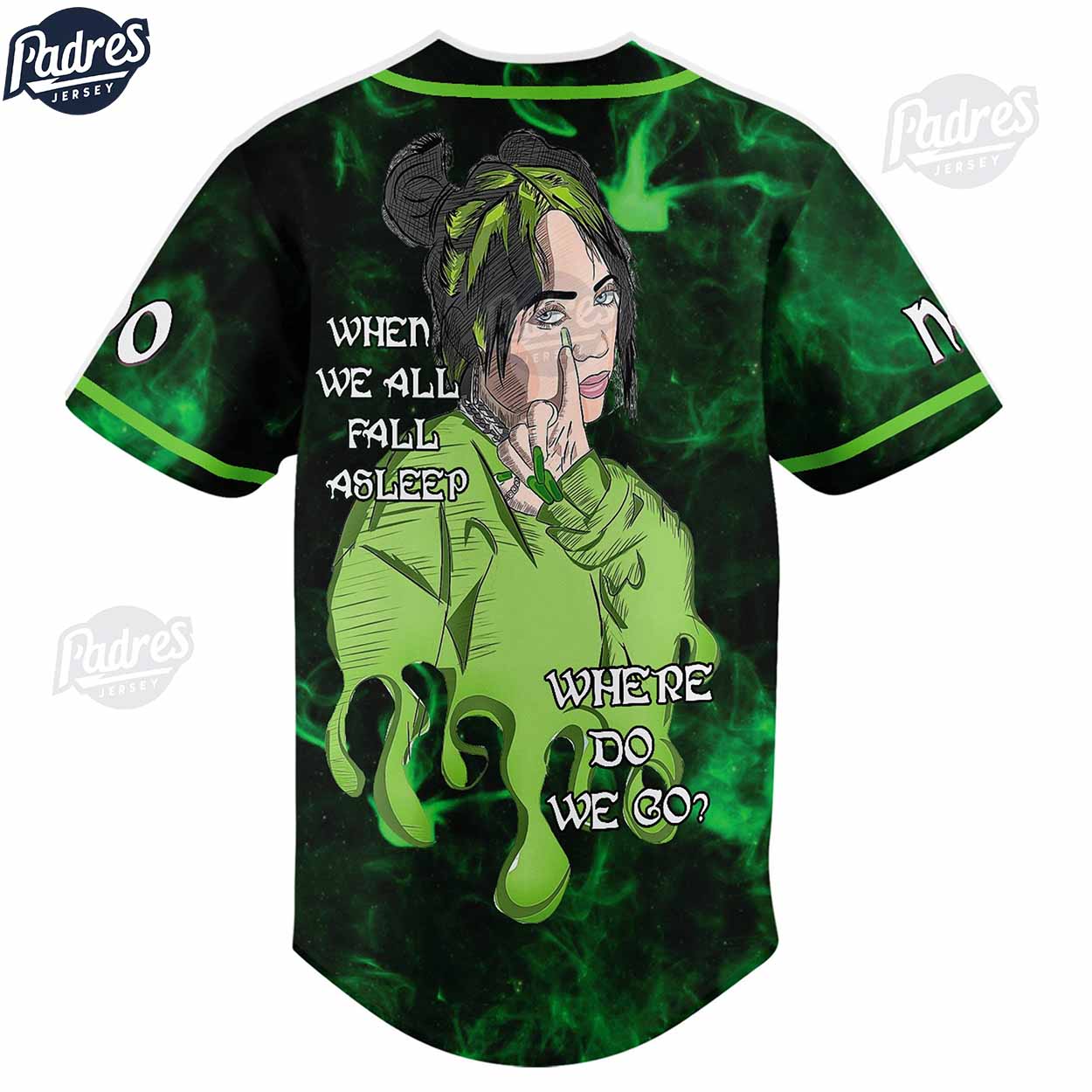 Billie Eilish When We All Fall Asleep Where Do We Go Custom Baseball Jersey Style - Padres Jersey Oasis:... (Image 3)