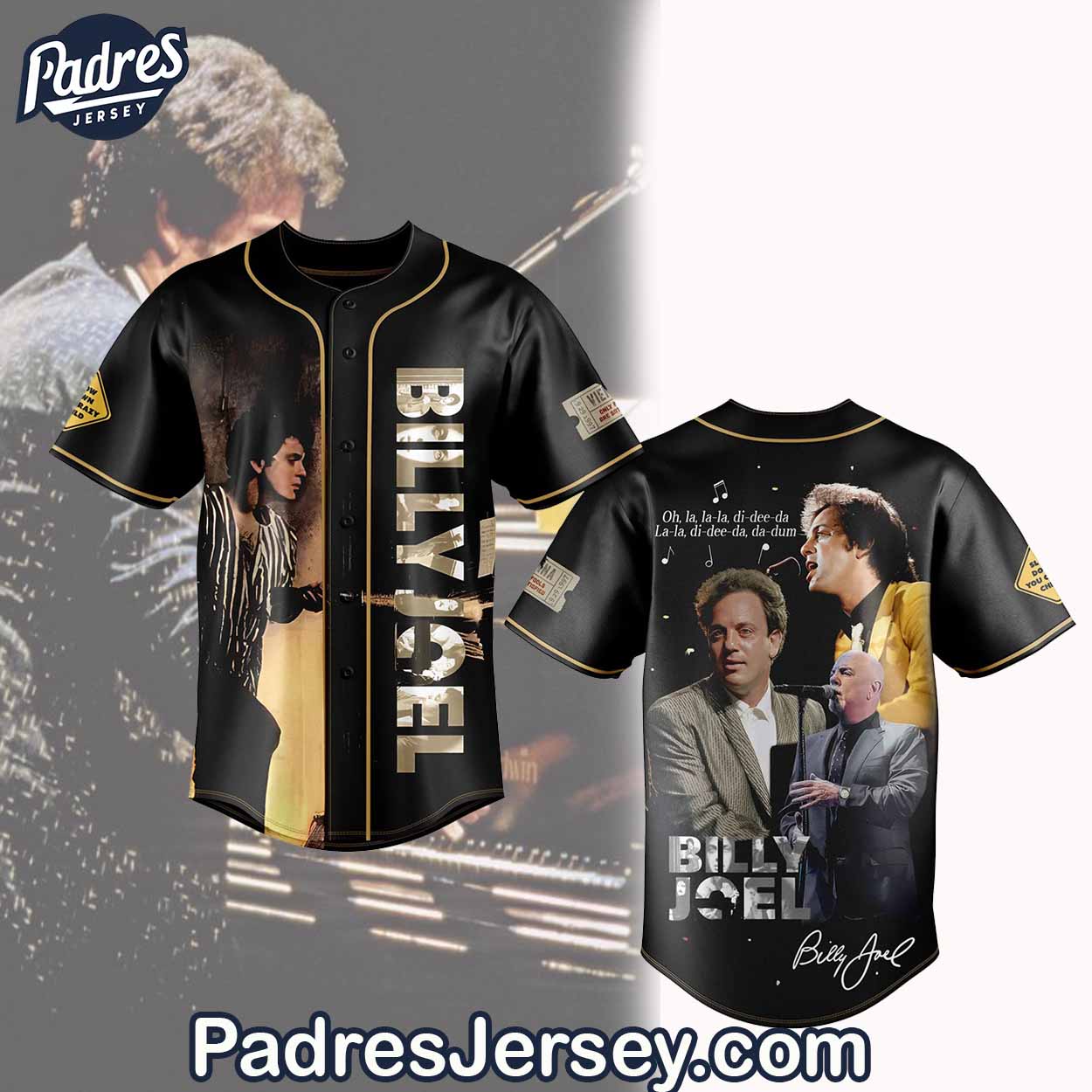 Billy Joel Baseball Jersey - Music Merch - Padres Jersey Oasis: Elevate Your Baseball Style Game T-Shirts,... (Image 1)