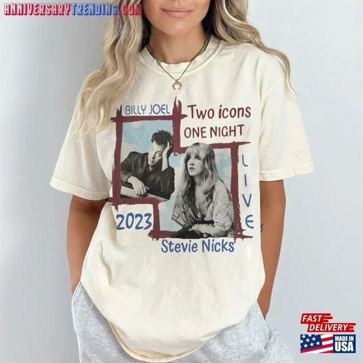 Billy Joel Stevie Nick Two Icons One Night Shirt 2023 T-Shirt Hoodie, Sweatshirt | WearSparks.com