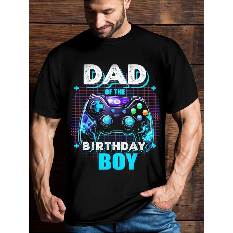 Birthday Boy Dad Matching Video Game Birthday Party T-shirt Men's Graphic Humor Fun T-shirt, Short Sleeve Novelty T-shirt...