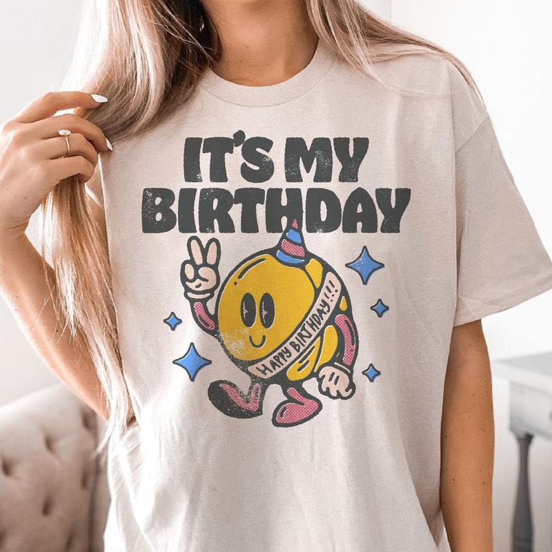 Birthday T-Shirts It's My Birthday Tee Retro Its My Birthday Tshirts Vintage Birthday Smiley T-Shirt Womens Birthday Soft...