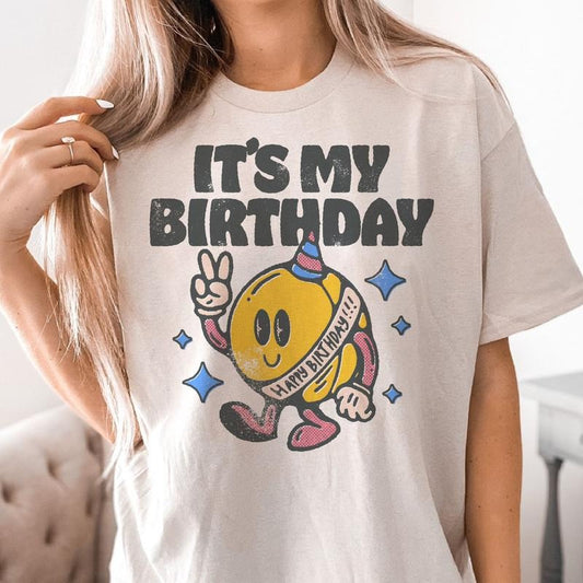 Birthday T-Shirts It's My Birthday Tee Retro Its My Birthday Tshirts Vintage Birthday Smiley T-Shirt Womens Birthday Soft...