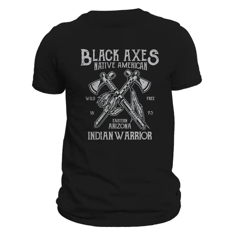 Black Axes Native American Indian Warrior Men's T-Shirt Casual Classic Hoodie, Sweatshirt | WearSparks.com