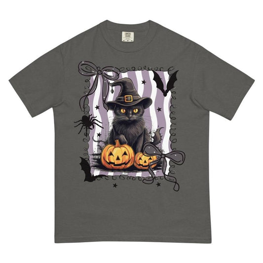 Black Cat Halloween Shirt ~ Unisex Apparel Relaxed Fit Printed In The USA Clothing Womenswear Casual Comfort Cotton Top...
