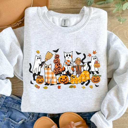 Black Cat Halloween Sweatshirts, Ghost Cat Shirt, Halloween 2024, Halloween Cat Shirt, Fall Sweatshirts, Spooky Season...