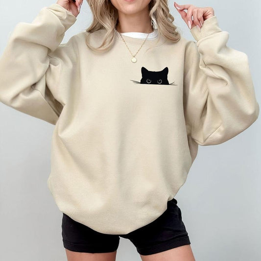 Black Cat Peeking Shirt, Cute Cat Peeking Comfort Tee, Cat Mom Cat Dad Shirt, Cat Lover Gifts, Black Cat Owner T-Shirt,...