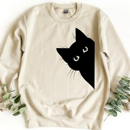 Black Cat Sweatshirt, Cat Lover Sweatshirt, Cat Lover Gift, Cats Hiding Sweater, Gift For Cat Lover T-Shirts, Hoodie