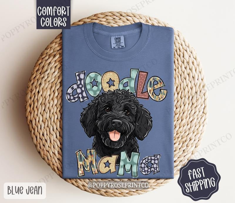 Black Doodle Comfort Colors, Dog Mom Tee, Trendy Women's Tshirt Hoodie, Sweatshirt | WearSparks.com