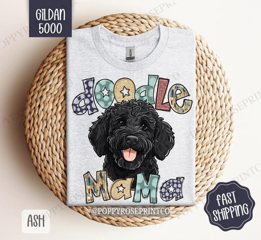 Black Doodle Shirt Gildan, Dog Mom Women's Tee, Cute Women's Tshirt Plus Sizes Hoodie, Sweatshirt | WearSparks.com