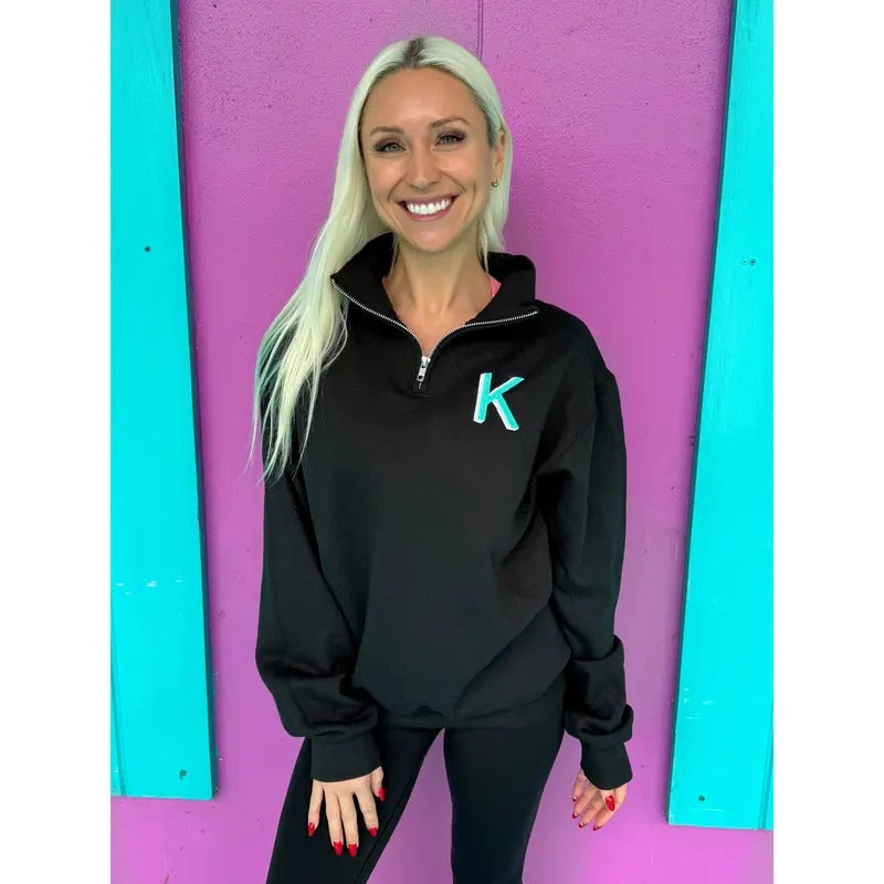Black Embroidered Initial Quarter Zip Pullover (S-XL) T-Shirts, Hoodie, Sweatshirt | WearSparks.com