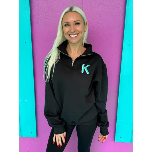 Black Embroidered Initial Quarter Zip Pullover (S-XL) T-Shirts, Hoodie, Sweatshirt | WearSparks.com