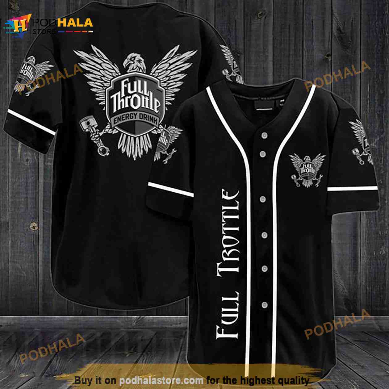 Black Full Throttle 3D Baseball Jersey