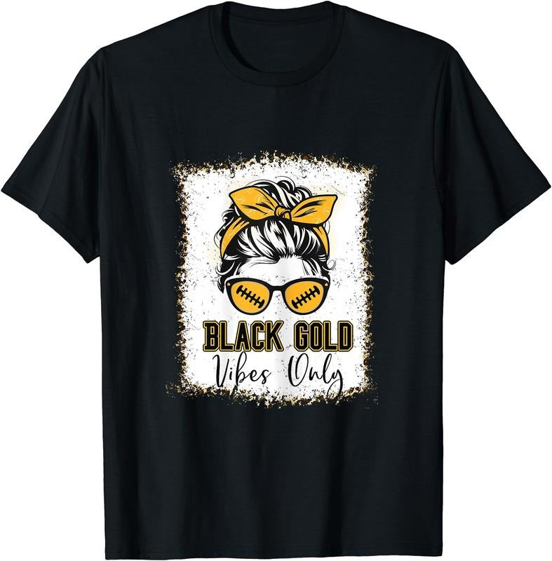 Black Gold Vibes Only T-Shirt | Unisex Cotton Tee, Short Sleeve, Size S-5XL Hoodie, Sweatshirt | WearSparks.com