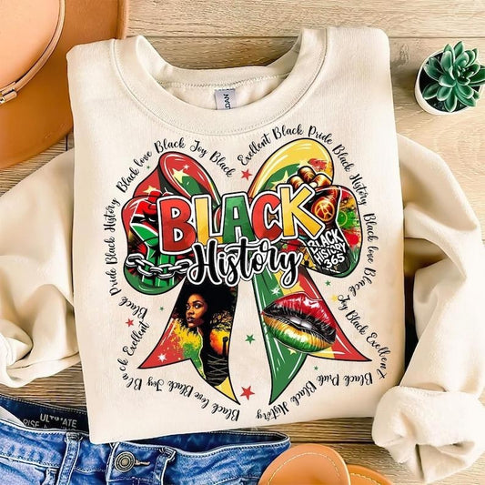 Black History Month Coquette Bow Shirt, Black Love Tee, Black Juneteenth African American Tee Hoodie, Sweatshirt